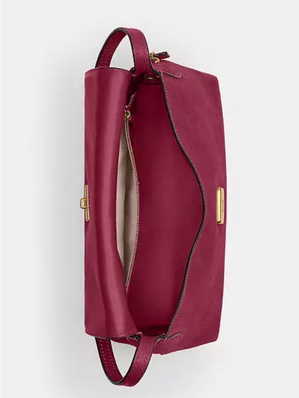 NWT Coach Chelsea 30 Dark Fuchsia Suede w matching Coach Mila Flip Wallet - Picture 4 of 7
